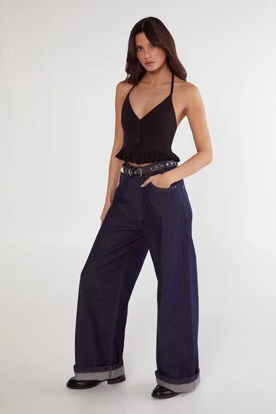 Pleated Hem Tailored Top