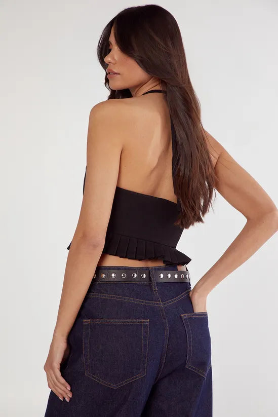 Pleated Hem Tailored Top